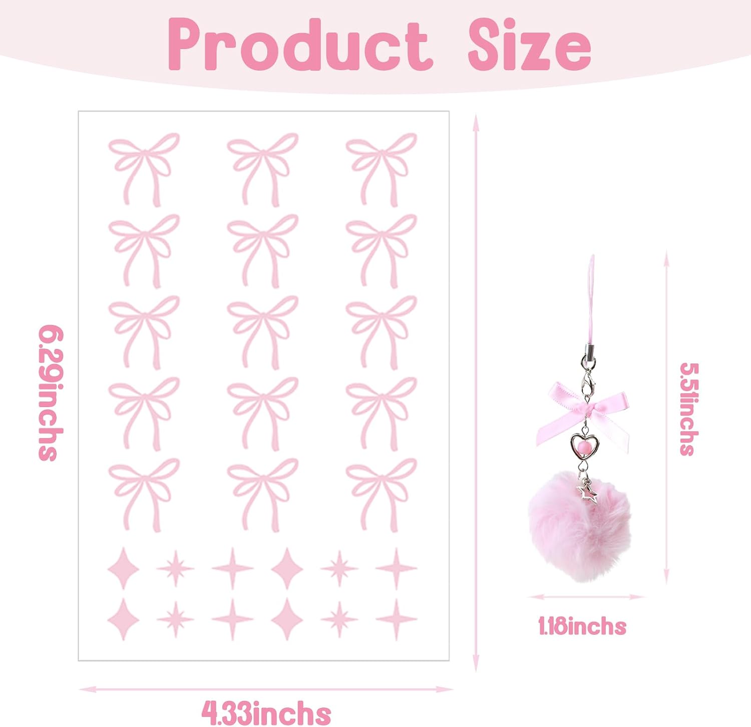 Bows Stickers for Owala Accessories, Pink Bow and Star Design Waterproof Stickers, Suitable for Owala Water Bottle Accessories (Pink) image 2