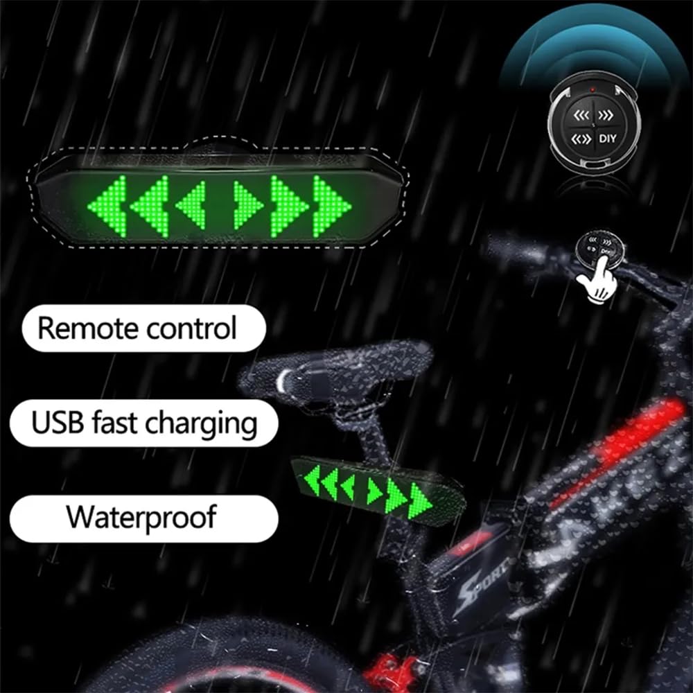 Luce Freno Per Bici, Fanale Posteriore Per Bici Con Telecomando, Indicatori Di Direzione Intelligenti, Segnale In 4 Modalità, Impermeabile E Alta Luminosità RGB, Adatto Per Biciclette, Motociclette,
