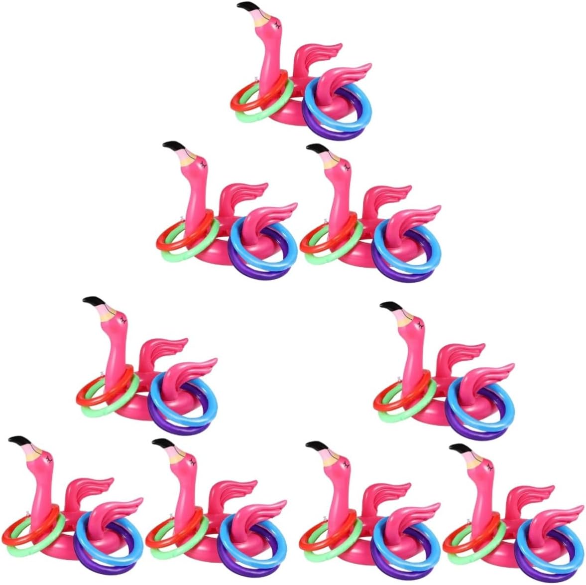 Abaodam 9 Sets Flamingo Ferrule Playset Toss Game for Kids