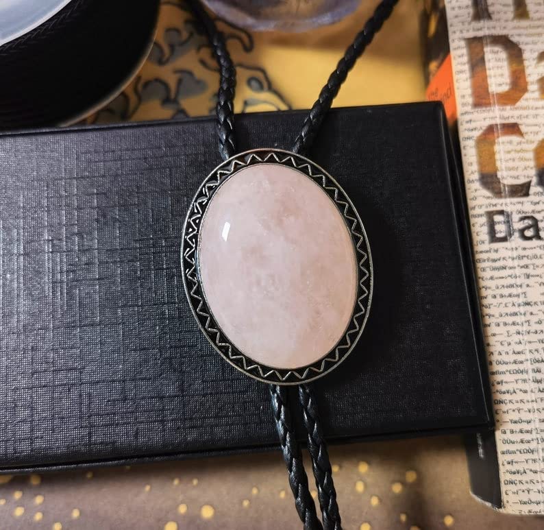 Image of Turquoise Agate Granite BOLO Tie for Men Women Leather Wedding Necklace Western Cowboy Necktie