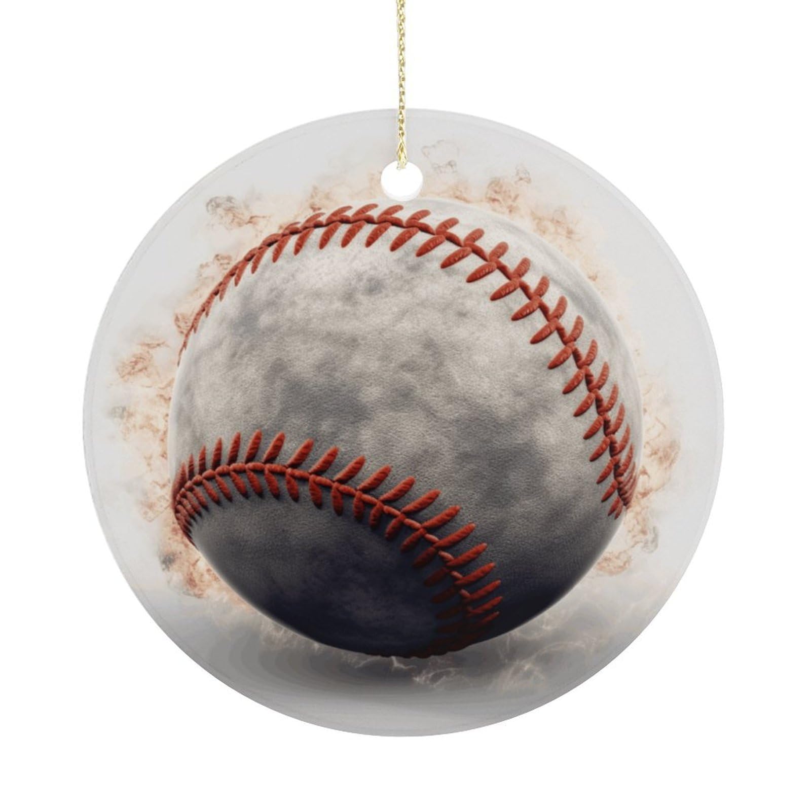 Baseball Christmas Ornaments Colorful Round Ceramic Ornament Christmas Hanging Decor Christmas Tree Decorations Xmas Keepsake for Women Men Xmas Holiday Party