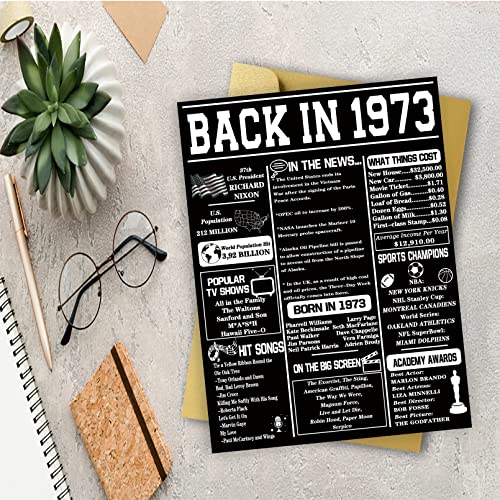 Asmallgf Awesome 50Th Birthday Card For Friends, Funny 1973 Bday Gift For Mom Dad, Jumbo 50 Year Old Card For Godmother Godfather, Wonderful 50 Bday Gift Idea For Women Men, Back In 1973 #TOP2