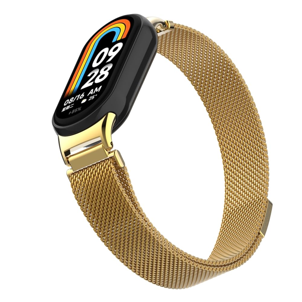 HchenH Bracelet Compatible with Xiaomi Mi Band 8, Stainless Steel Metal Adjustable Replacement Strap, Soft Breathable, Magnetic Mesh Woven Watch Straps for Xiaomi Mi Band 8 - Image 4