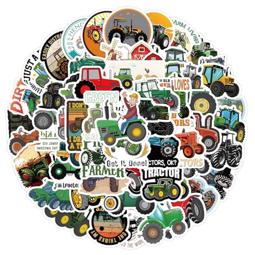 60 Pcs Tractor Stickers Decals for Kids Boys Girls Cute Agricultural Stickers Waterproof for Water Bottle Laptop Skateboard Helmet Luggage Vinyl FarmTractor Stickers Pack