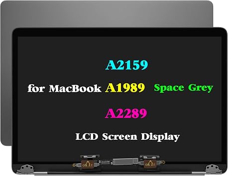Replacement for MacBook Pro Retina A1989 A2159 A2289 Screen Assembly | Full LCD Display Screen Assembly EMC 3456 MXK32LL/A MXK52LL/A MXK62LL/A MXK72LL/A 2560x1600 Space Grey