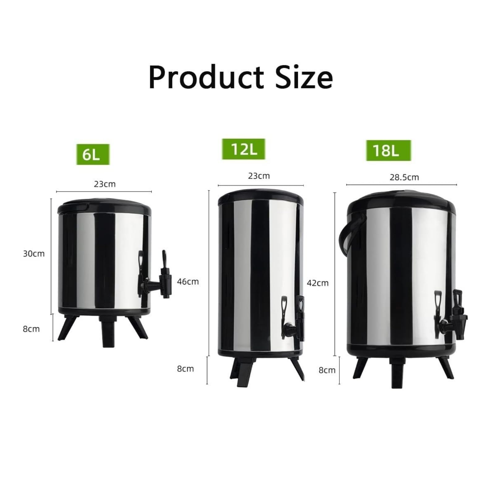 Distributore di bevande isolato in acciaio inox da 12 litri con rubinetto in resina, per caffè, tè, acqua, latte, zuppe e cioccolata calda