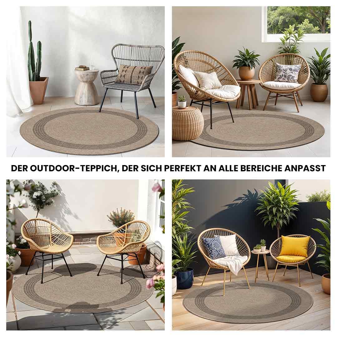 Surya Sintra Vintage Teppich rund - Teppiche Wohnzimmer, Esszimmer, Flur, Carpet Living Room - Orientalischer Teppich Boho Style - Bunter Muster,Tan,Black 100cm Rund