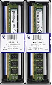 Kingston ValueRAM KVR16N11/8 16 GB (2×8 GB) DDR3-1600 MHz (PC3-12800) CL11 240-Pin DIMM Desktop-Arbeitsspeicher Kit – kompatibel mit DDR3-1333 MHz (PC3-10600)