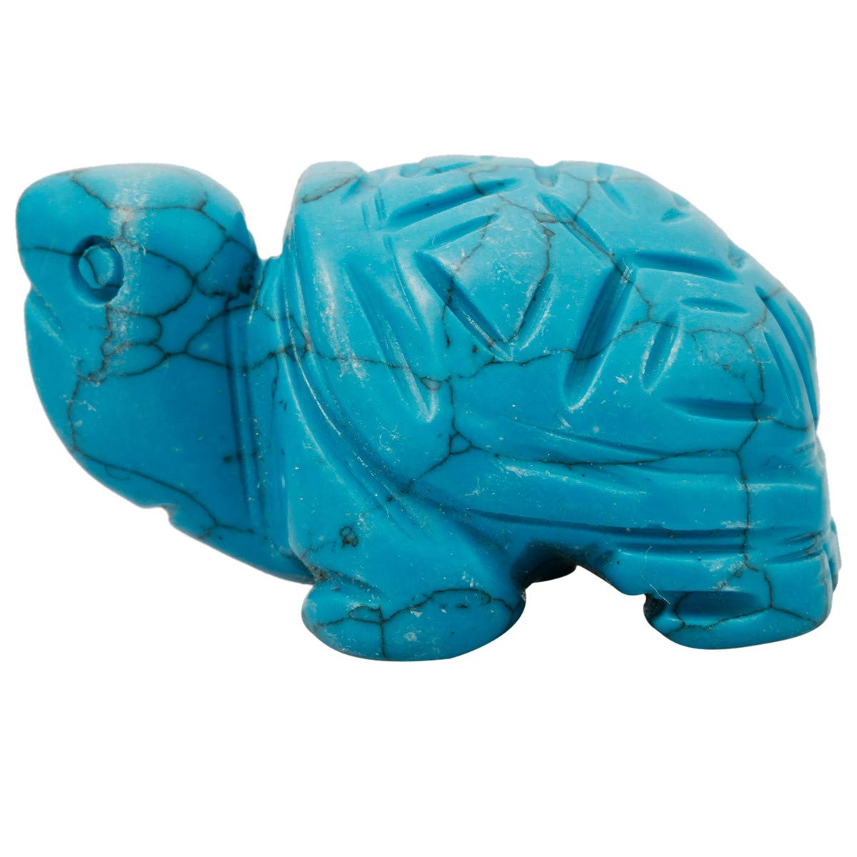 mookaitedecormookaitedecor Blue Howlite Turquoise Crystal Turtle Tortoise Statue Sculpture, Small Healing Stone Turtle Gift Reiki Pocket Gemstone Lucky Charm Ornament Desk Decor Figurines 1.5 Inch