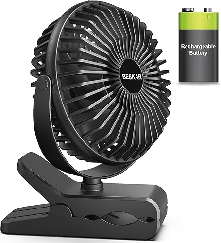 BESKAR Ventilador de clip alimentado por USB ventilador portátil de 6 pulgadas con cable 3 velocidades de flujo de aire fuerte ventilador pequeño