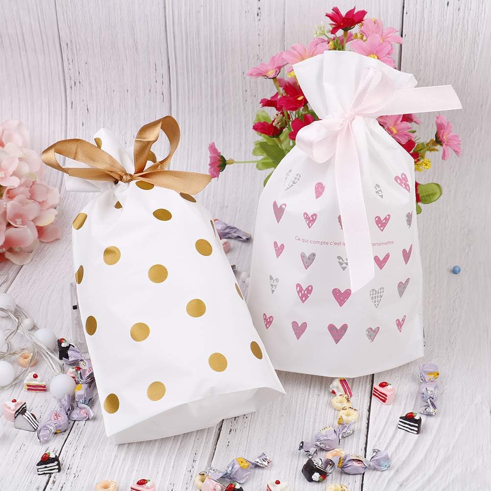 Flash Sale Buy 1 get 1 Party Favor Gift Drawstring Bags Set, 20 Pcs Candy Treat Bags Drawstring Plastic Cookie Chocolate Gift Bags Wrapping Package for Christmas Wedding Party Birthday Holiday - 9.05 x 5.9 x 2.75 Inches