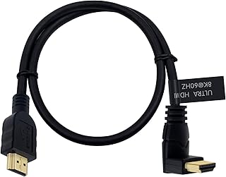 Poyiccot 8K HDMI Cable 2feet, HDMI 2.1 Cable 90 Degree Down Angle HDMI Male to Male 8K HDMI Cable 48gbps 2.1 Cable Support 8K@60Hz 4K@120 7680P 8K HDMI2.1 Cable for TV/Xbox /PS4 /PS5(M/M Down)