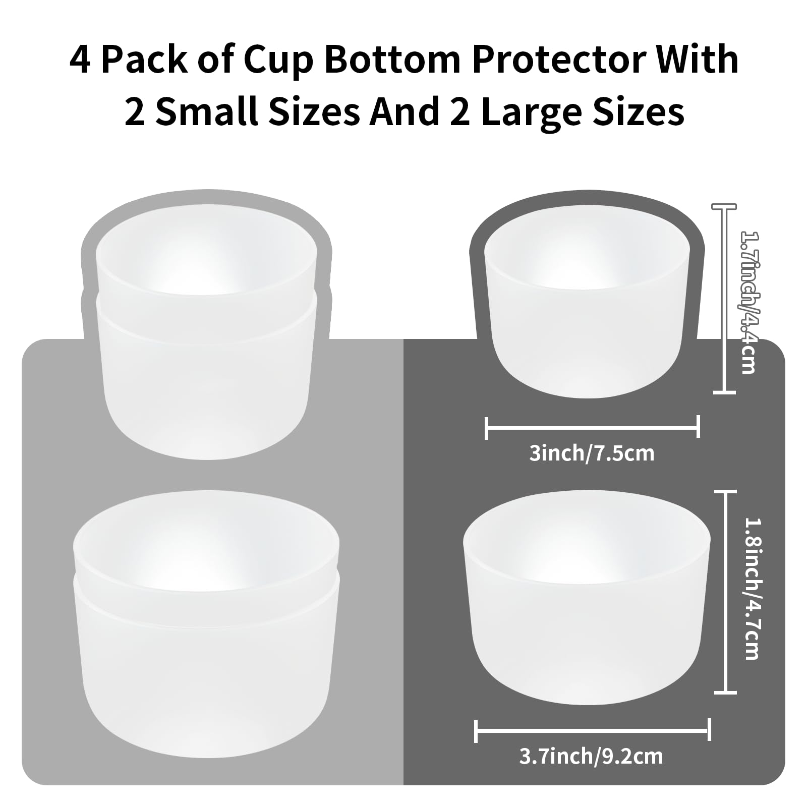 TFQXA1Z 4 Pack Silicone flask Boot, Protective Silicone Boot for 12oz - 40 oz, BPA Free Anti-Slip Water Bottle Sleeve for Stl Cup Accessories (Clear)