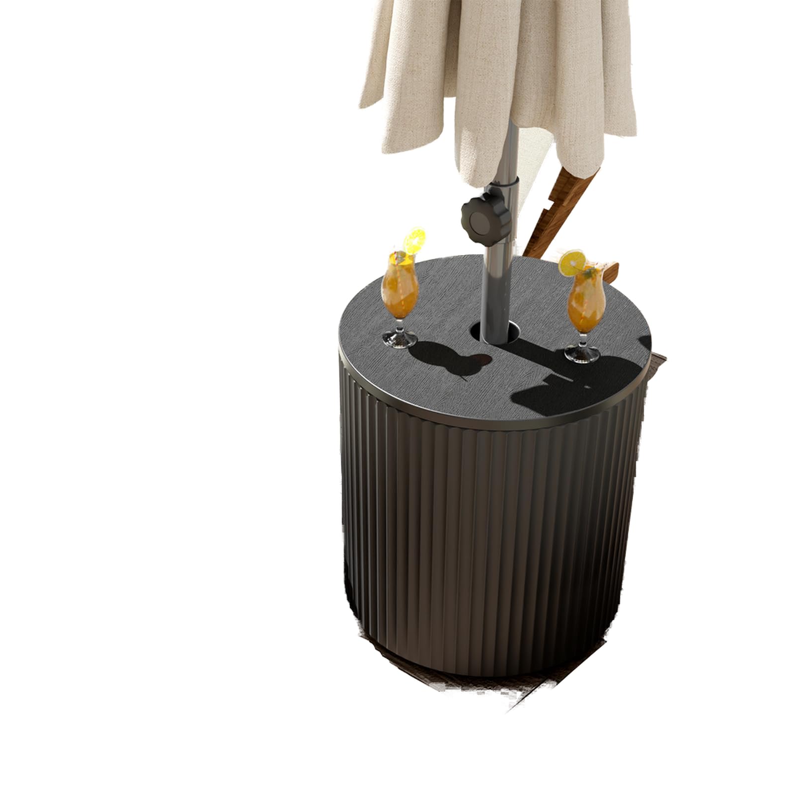 FONTOI Outdoor Patio Side Table Umbrella Base, Patio Umbrella Base Stand Fits up to 1.5 Inch Pole, with Umbrella Base Weight, Lounger Small Outdoor Coffee Table, Drink Table Bar