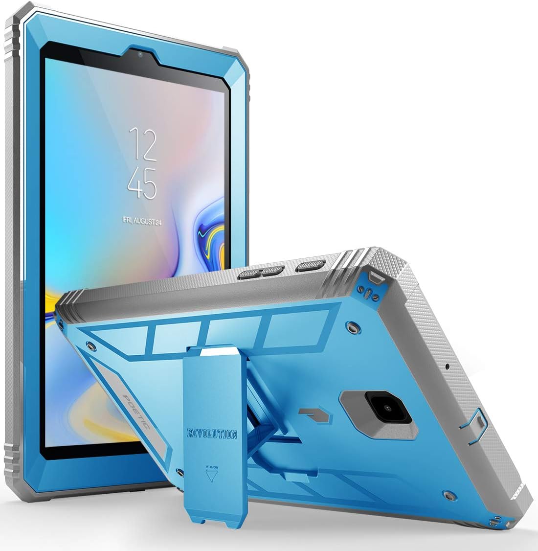 Galaxy Tab A 8.0 2018 Case, Poetic Revolution [Kick-Stand][Built-in-Screen Protector] Full-Body Rugged Heavy Duty Case for Samsung Galaxy Tab A 8.0 (2018) SM-T387 Verizon/Sprint/T-Mobile - Blue