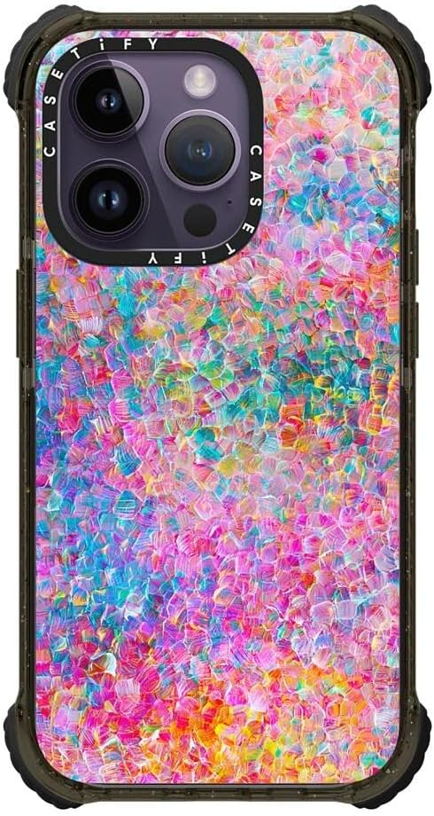 CASETiFY Ultra Impact iPhone 14 Pro Case [5X Military Grade Drop Tested / 11.5ft Drop Protection] - My Neon Summer by Ingrid Ching - Glossy Black - Image 2