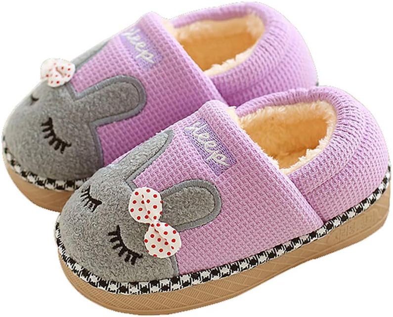 Maybolury Boys Girls Home Slippers,Kids Cute Fur Lined Warm House Slippers Winter Indoor Shoes