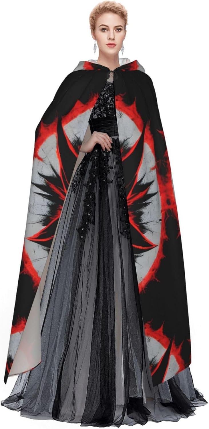 Red And Black Evil Ghost Men Women Halloween Role Play Party Decoration Hooded Poncho