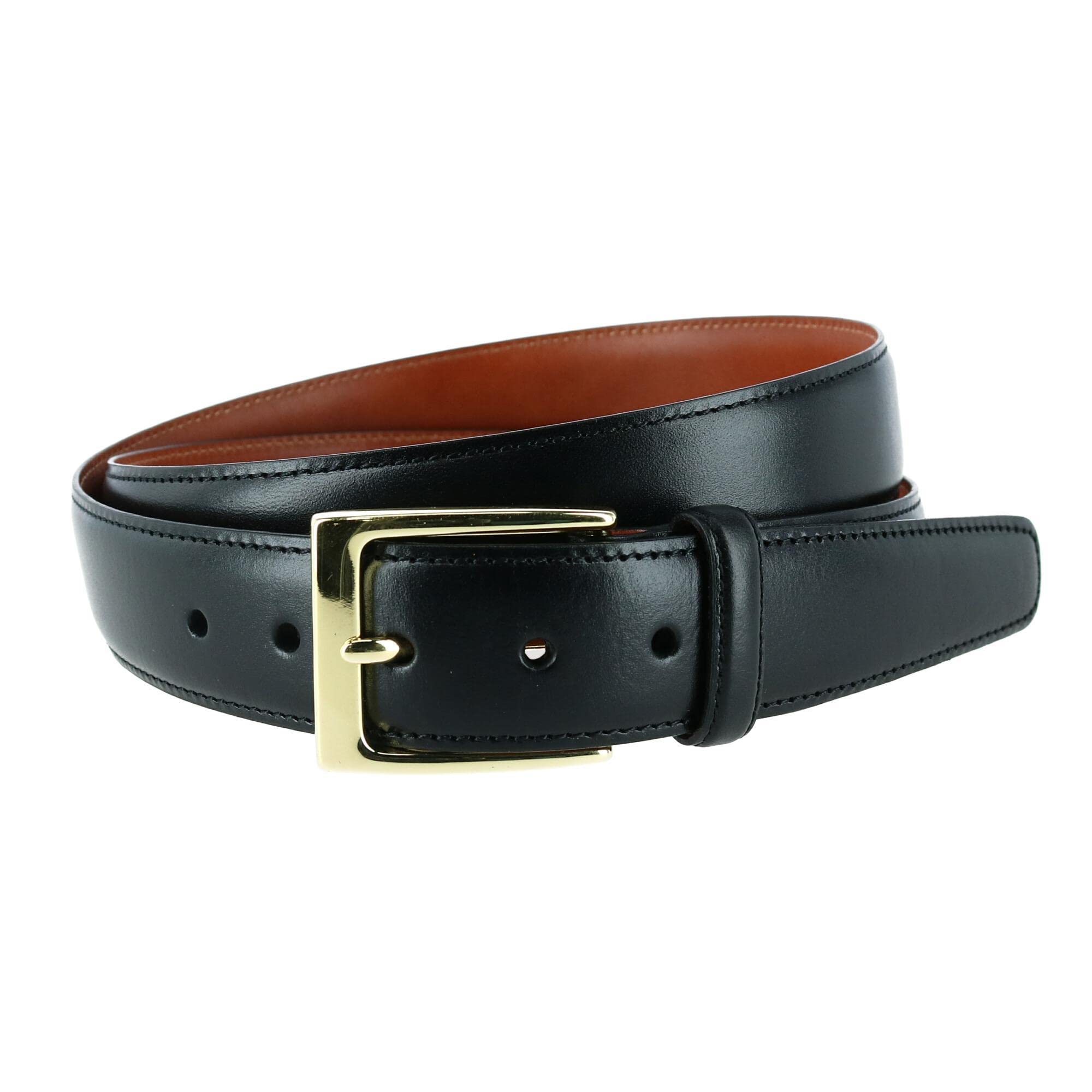 Trafalgar Men's Classic 30mm Cortina Leather Belt, 36, Black