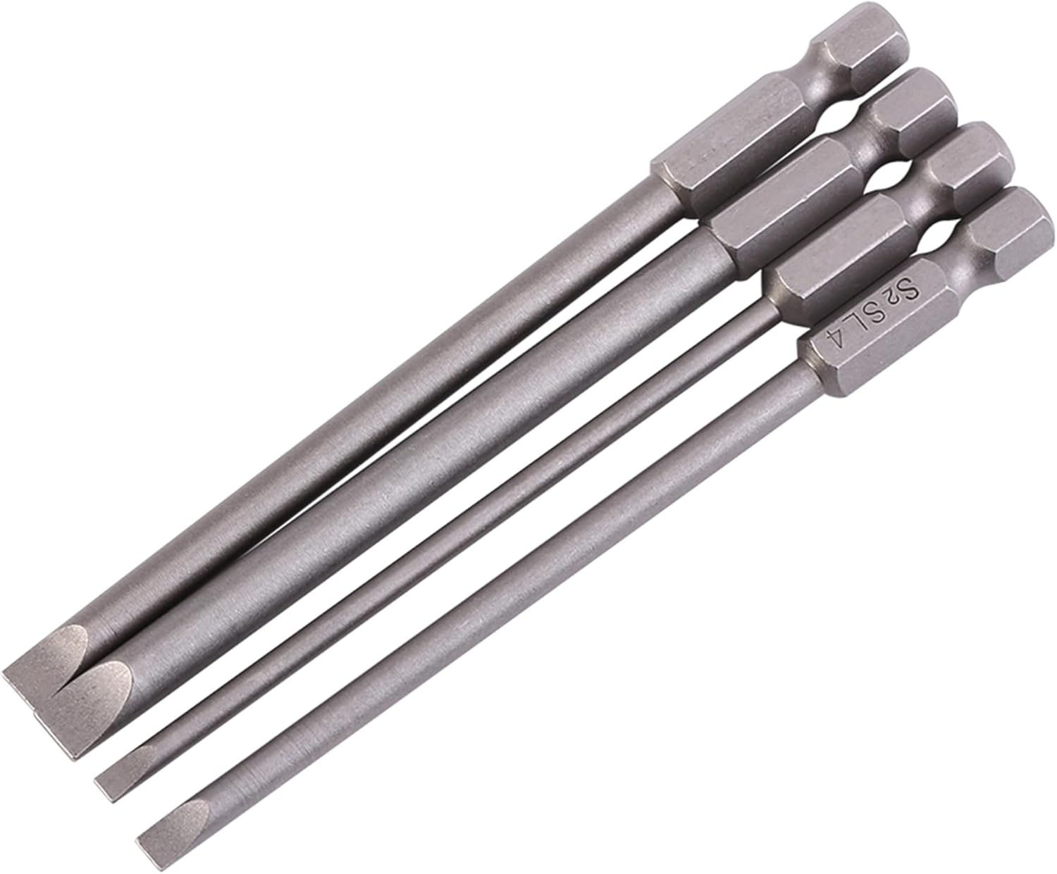 4pcs 100mm Magnetic Flat Head Slotted Tip Screwdrivers Bits Set S2 Alloy Steel 1/4 Inch Hex Shank 3mm 4mm 5mm 6mm,Steel Screw Driver Drive Drill Bits for Electric Screwdrivers Power Tool