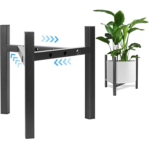 Airpark Plant Stand Indoor Adjustable, Metal Modern Plant Stands, Heavy Duty Stable Plant Pot Flower Holder Indoor Outdoor Corner, Fit 8 9 10 11 12 inch Pots, Black (Pot & Plant Not Included)