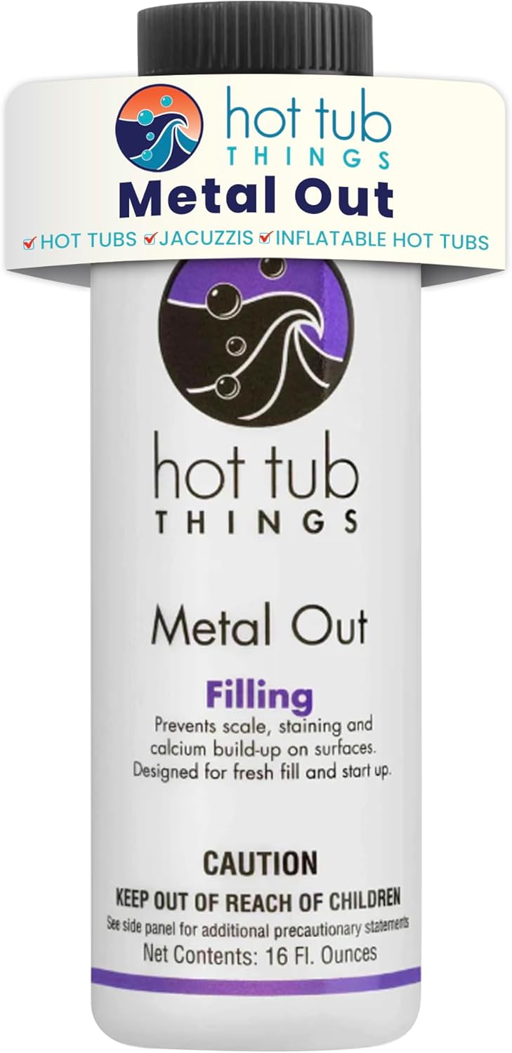 Hot Tub Things Metal Out, Stain & Scale Control, Removes Iron Copper Calcium Ions from Spa & Hot Tub Water, Surface & Equipment Protector, Safe with Chlorine Bromine Salt Systems, 16 oz