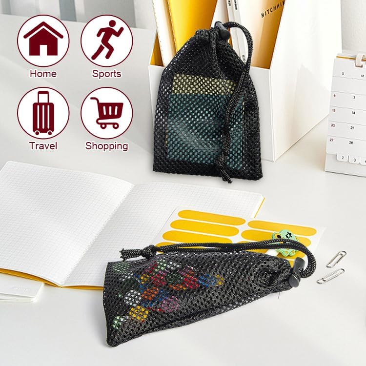 Mesh Bag, Small Nylon Mesh Drawstring Bag with Cord Lock, Black, 3 Pcs,3.9x5.9 Inch for Travel Stuff Bags, Cleansing Supplies