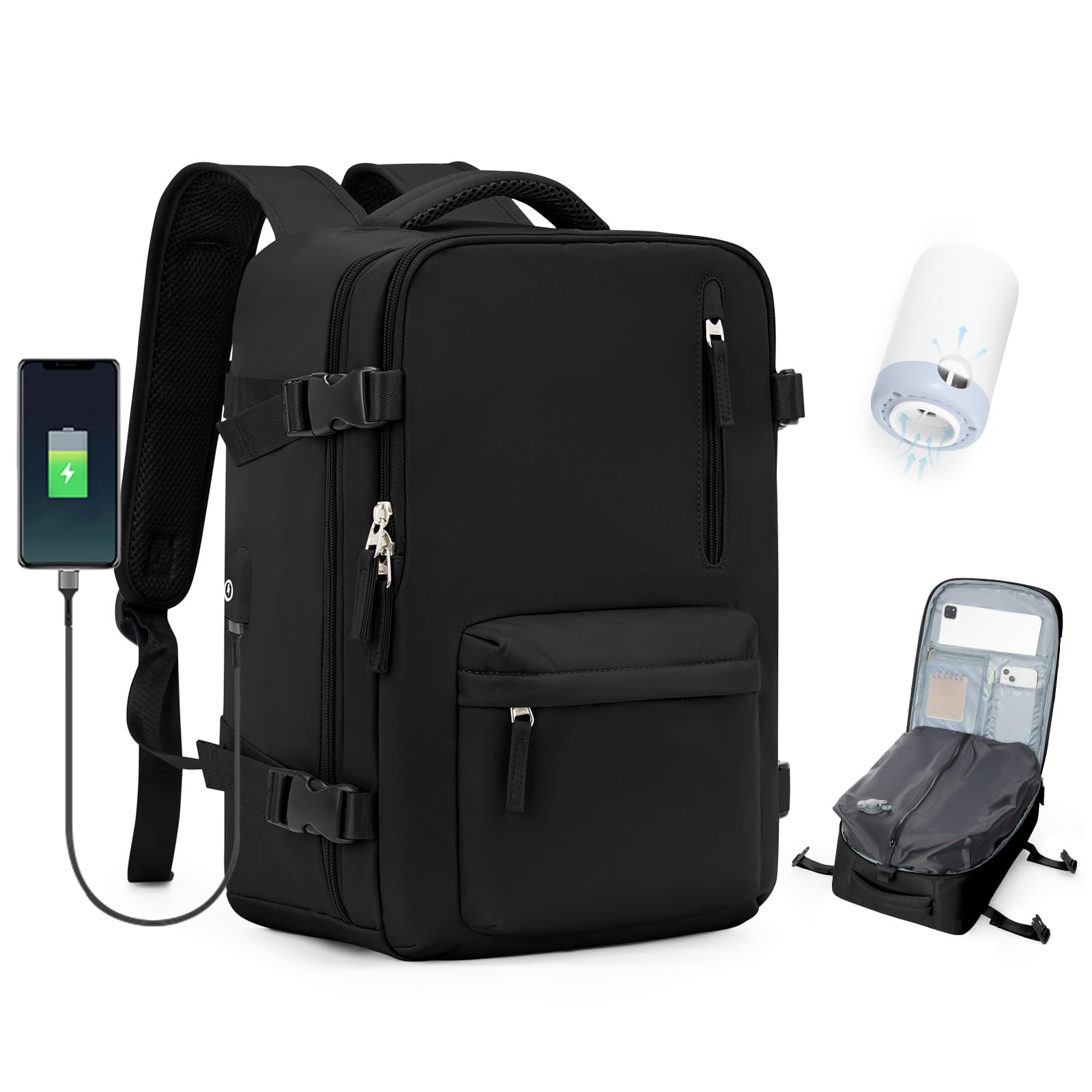 BJLFS Borse da Cabina per Ryanair 40×30×20 Zaino da Viaggio con Sottovuoto Bagaglio a Mano 40x20x25 Easyjet 45×36×20,Zaino Wizzair 40x30x20,Zaino Casual per laptop da 14 pollici per scuola