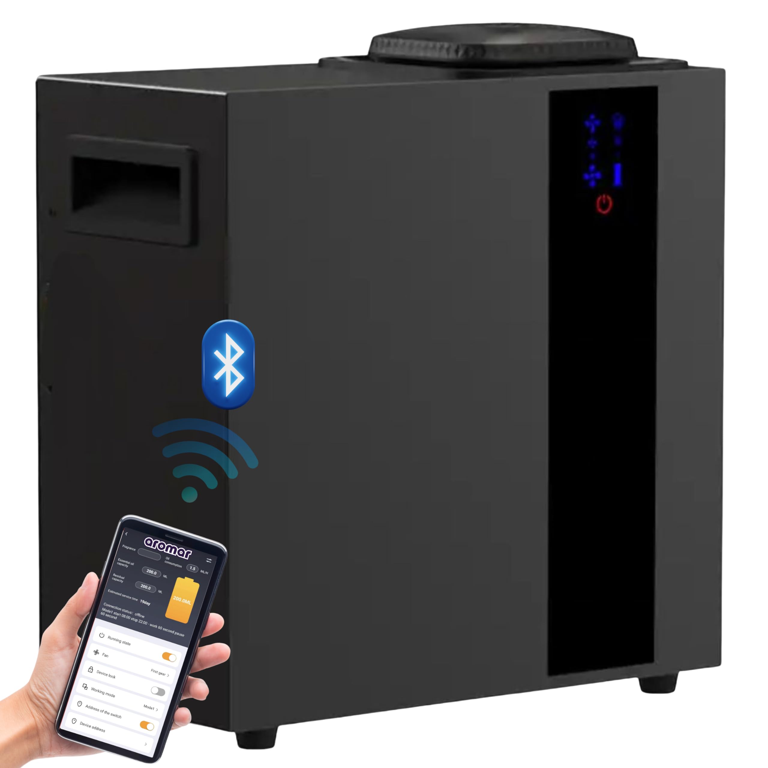 AromarSmart HVAC Scent Diffuser High-Capacity 800ml Essential Oils Aroma Machine with Bluetooth for Home, Office. Waterless Aromatherapy Air Fragrance, Nebulizing Diffusion, Covers up to 4000 SQFT