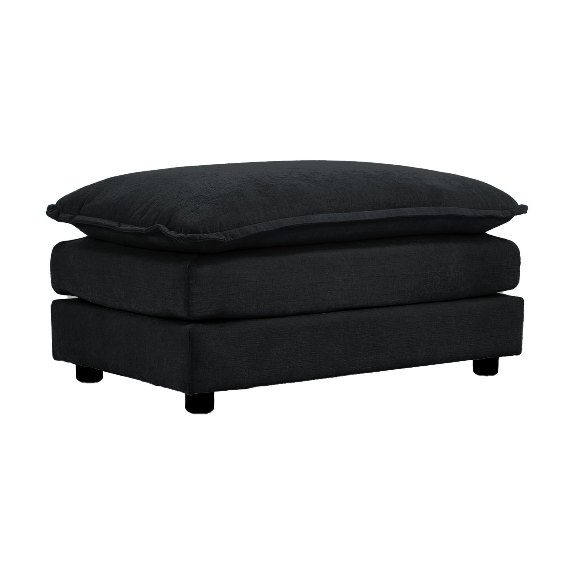 mikibama Chenille Upholstered Couches Ottoman for Modular Sectional Sofa, Black
