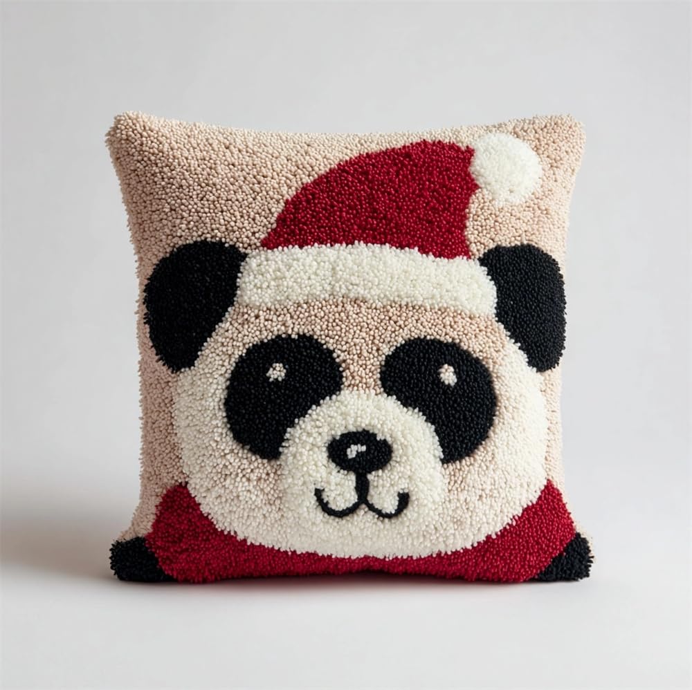 FWRTYCB Latch Hook Kits for Adults,Christmas Panda Pillow Sofa Cushion
