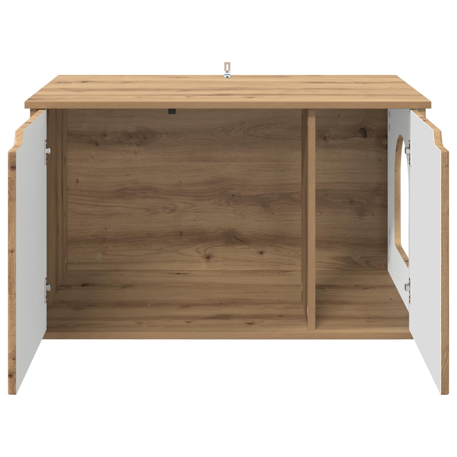 Casetta per gatti in legno di rovere, 85 x 55 x 50,5 cm, per interni con kit di montaggio, struttura stabile, moderno rifugio per gatti