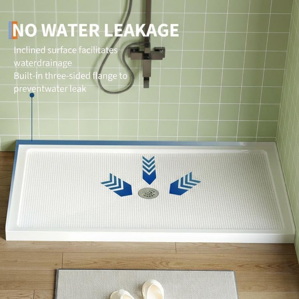 Garvee 60 x 32 Inch Shower Base with Non-Slip Design, Single Threshold and Center Drain, Stainless Steel Cover & Drain Assembly, Acrylic Shower Pan Kit for Shower Enclosure