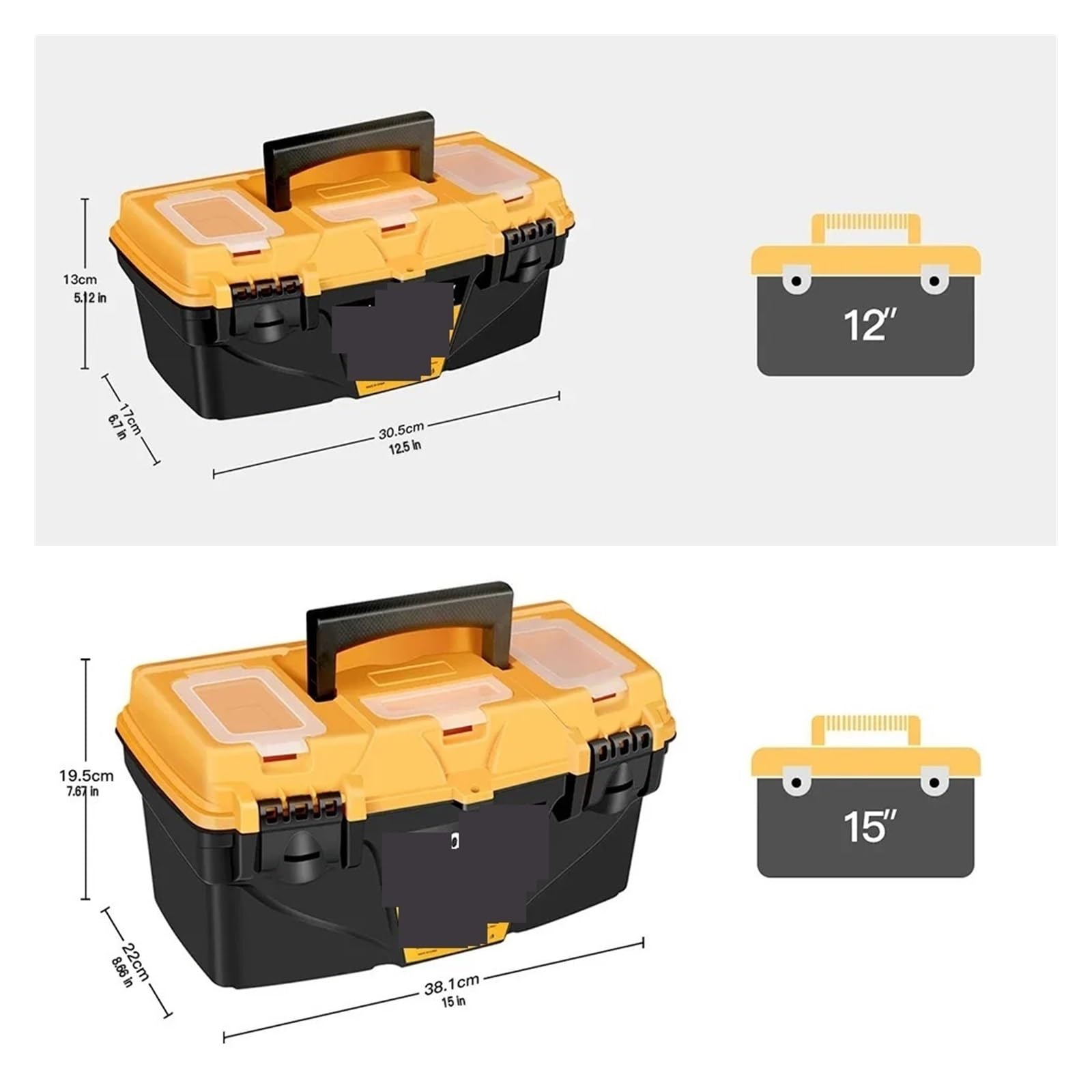 Cassetta Attrezzi Vuota Cassetta degli attrezzi da 12/14/19/23 pollici, valigetta in plastica spessa for falegnami, cassetta a doppio strato(14inch)