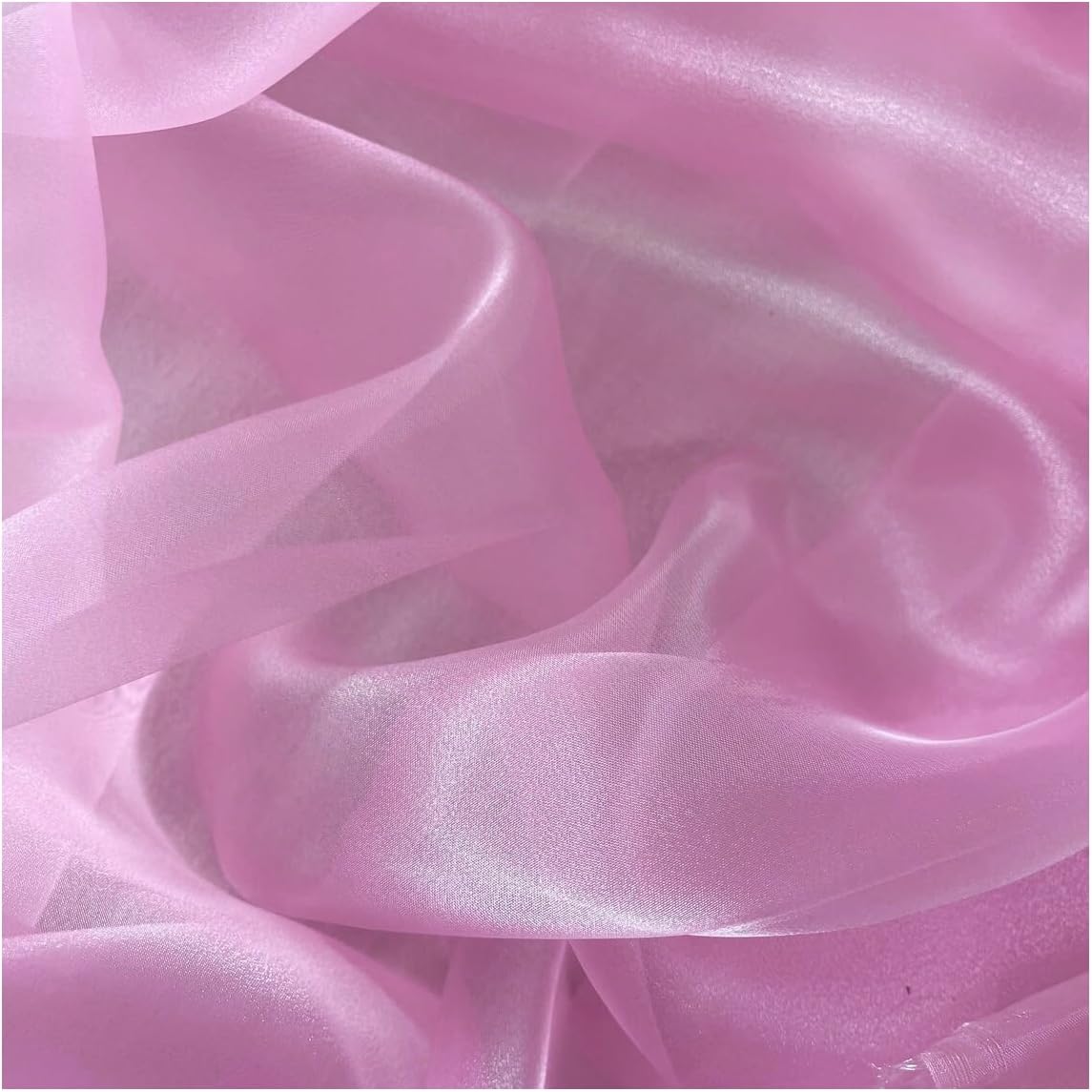 MDS Pack of 35 Yard Sheer Organza Fabric for Wedding Party Home Event Banquet Decorations, Backdrop Curtain Craft Dress Sewing Fashion DIY Crystal Organza Tulle Fabric Bolt 44 Wide - Pink