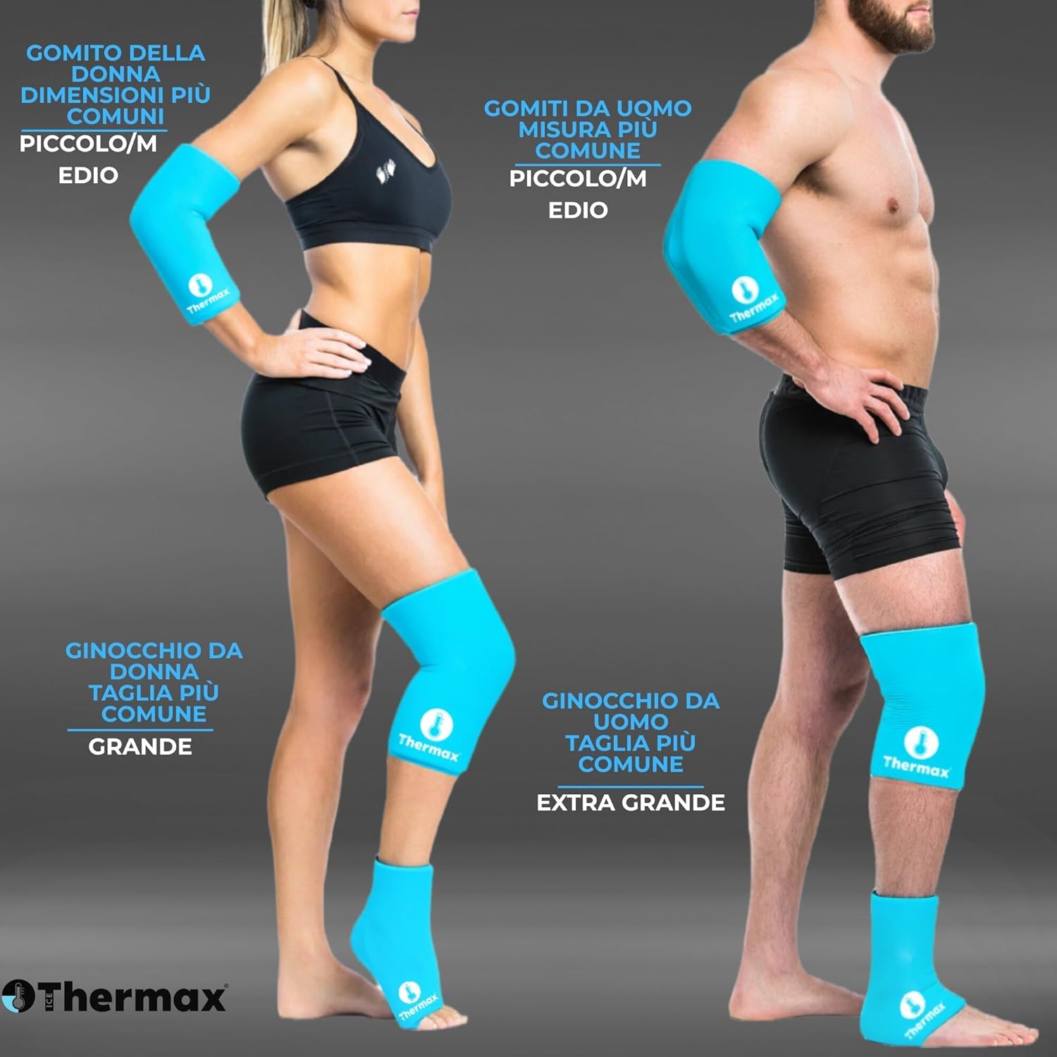 IceThermax Sleeves con Gel Caldo Freddo Riutilizzabile - Tutore Ginocchio, Braccio e Caviglia - Knee Brace e Supporto Articolare con Ghiaccio Gel, Ortopedica Ice Pack