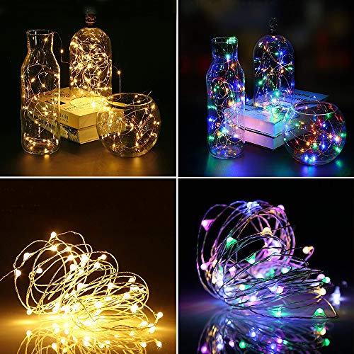 Er Chen Color Changing Battery Operated Fairy Lights, 33Ft 100 Led 8 Modes Silvery Copper Wire Twinkle String Lights With Remote /Timer For Bedroom, Patio, Wedding, Party (Warm White&Multicolor) #TOP2