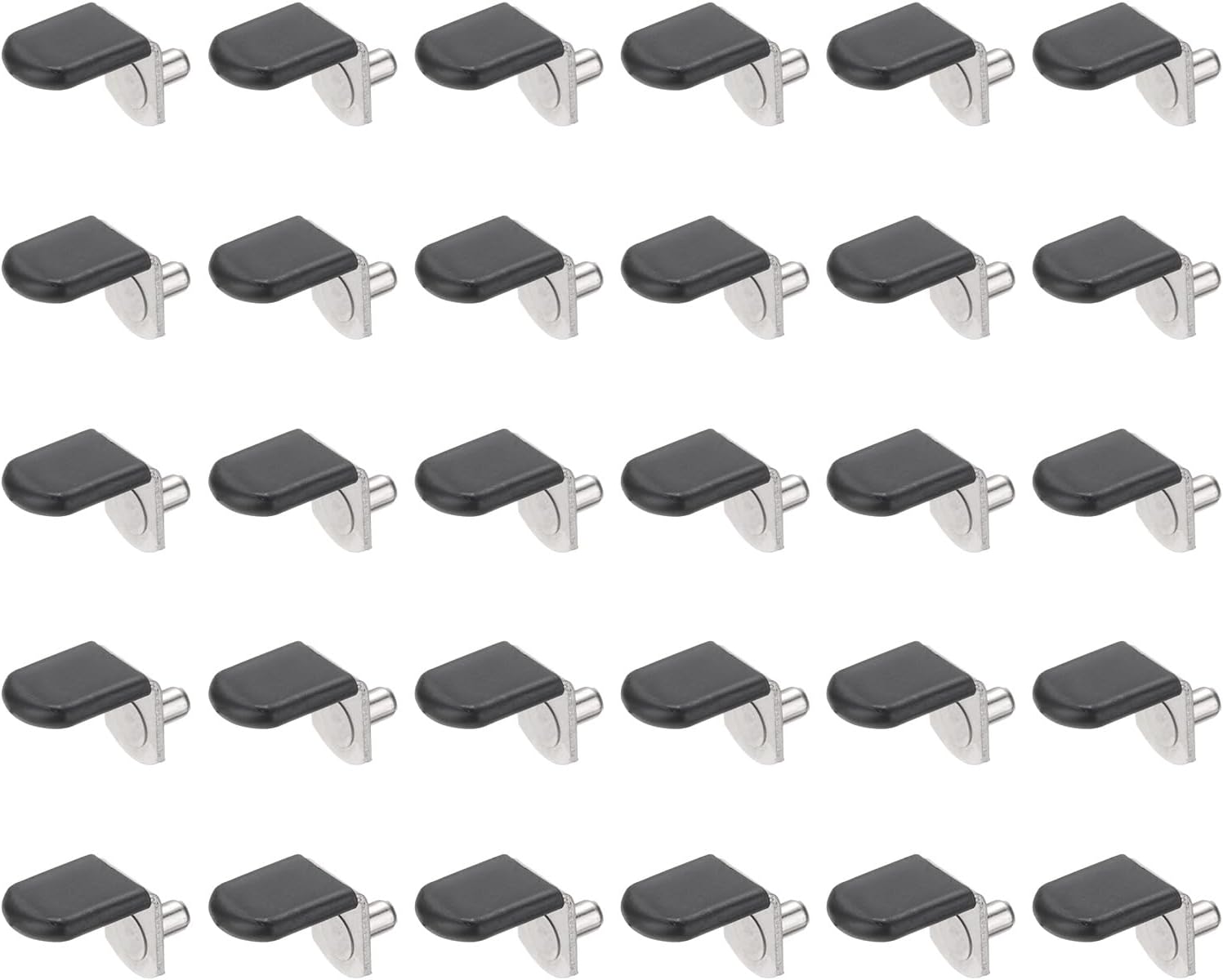 HARFINGTON 30pcs Shelf Support Peg 5mm/0.2" with Rubber Sleeve Steel Bracket Pegs with Pin Shelf Peg Shelf Clips for Furniture Bookcase Wardrobe Kitchen Cupboard, Black