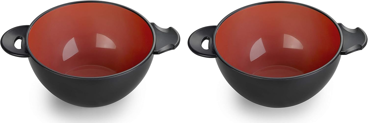 Ozeri Earth Ramen Bowl 6-Piece Set, Made from Plant-Derived and Other Natural Materials 993 ml, Black with Red - Image 5