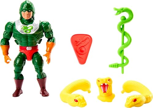 Masters Of The Universe Origins Figura de acción de juguete con accesorios Deluxe King Hiss de 55 pulgadas MOTU coleccionable