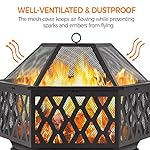 Yaheetech 28in Fire Pit Fire Pits for Outside Hex Shaped Firepit Bowl Outdoor Fire Pit Large Wood Burning Fire Pit with Spark Screen & Poker for Bonfire Patio Outside Picnic BBQ - Image 4