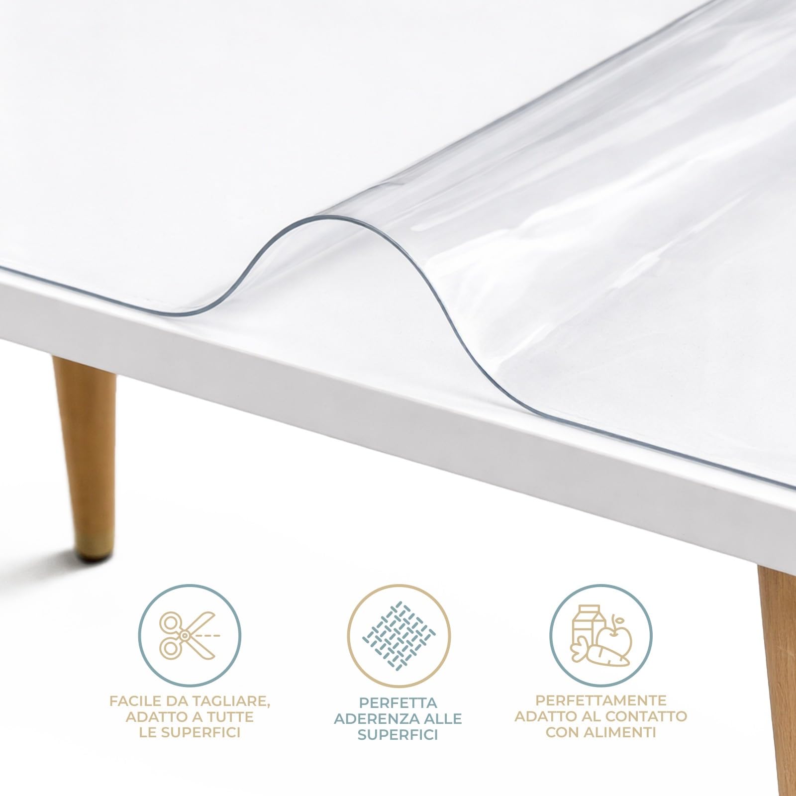 PARAMAISON Tovaglia Trasparente 100x220 cm Rettangolare, Spessore 2 mm, Copritavolo in PVC Impermeabile Antimacchia e Antigraffio, Protezione Tavolo Flessibile Alta Qualità - 4