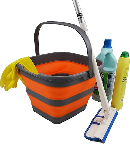 Miniatura 6 de SAMMART Juego de 2 cestas rectangulares plegables de 10 litros (2.6 galones) (ángel de mar + naranja, 2)