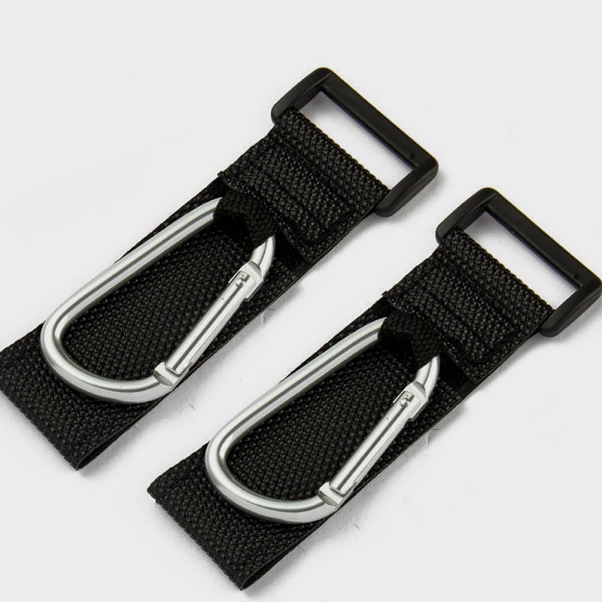 2pcs D-Shaped Stroller Hooks and Diaper Bags Holder, Silver Non-Locking Metal Hanging Clips for Pushchair and Car Seat Organizer