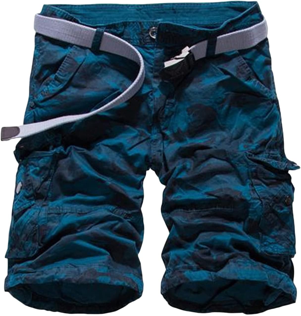 Men Relaxed Fit Camo Cargo Shorts Camouflage Multi Pockets Outdoor Short Pants Lightweight Loose Military Short