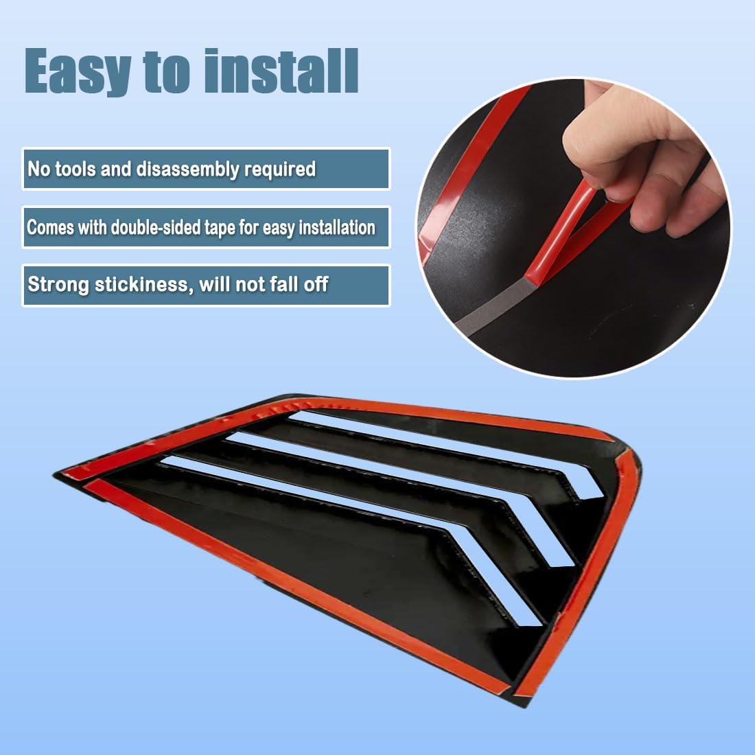 XITER 2PCS ABS Carbon Fibre Racing Style ABS Rear Side Window Louvers Air Vent Scoop Shades Cover Blinds for Audi Q3 2019-2025(Bright Black)