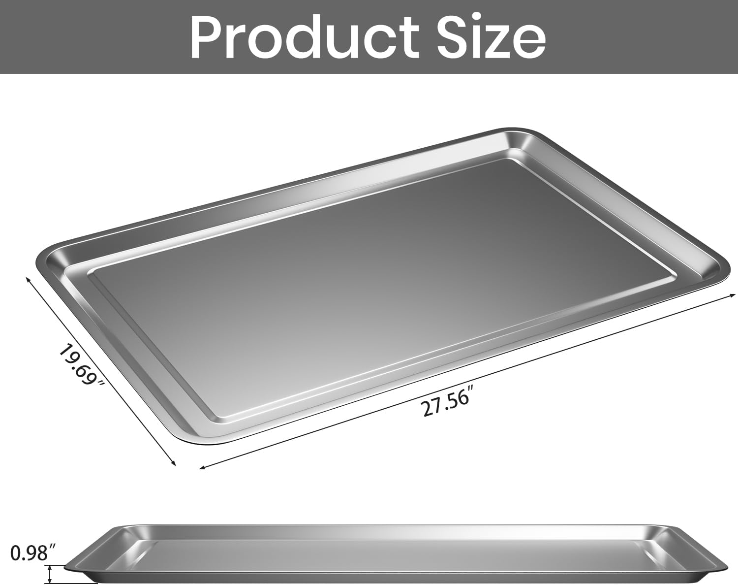 2 Pcs Under Car Oil Pans for Changing Oil, Motorcycle Automotive Oil Change Pan Silver Rust Resistant Drip Tray, Oil Catch Pan Replacement Tray for Garage Machinery Supplies (27.56 x 19.69 Inch)