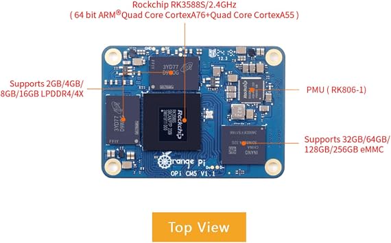 Orange Pi CM5 Core Board 4GB/8GB/16GB LPDDR4/4x Rockchip RK3588S with 32GB eMMC, Orange Pi CM5 Single Board Computer Run Linux/Ubuntu/Debian/Android OS (16GB)