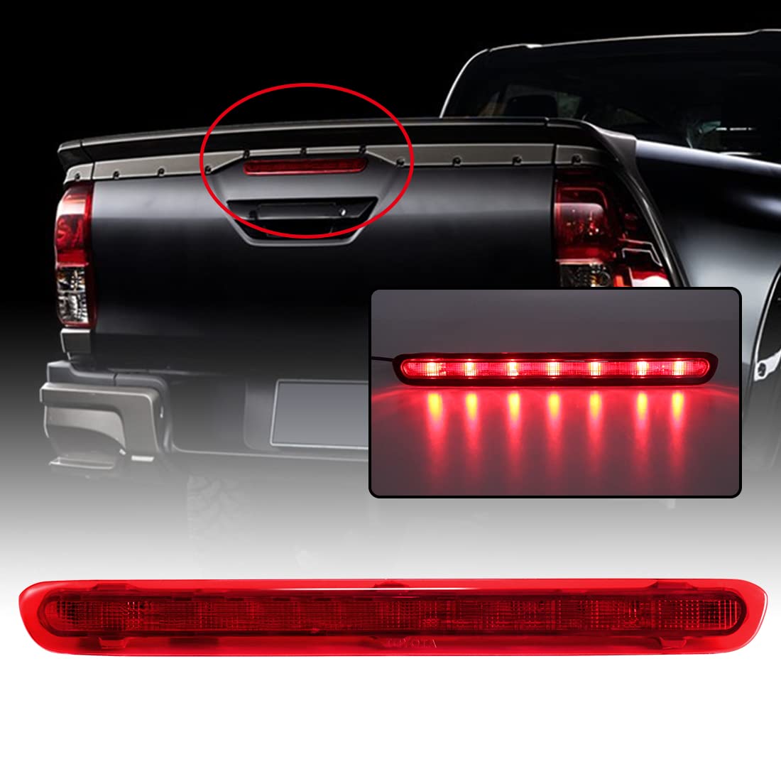 Buy VGETTING Third Brake Lights For Toyota Hilux Revo 2015 2016 2017 2018 High Brake Light Red