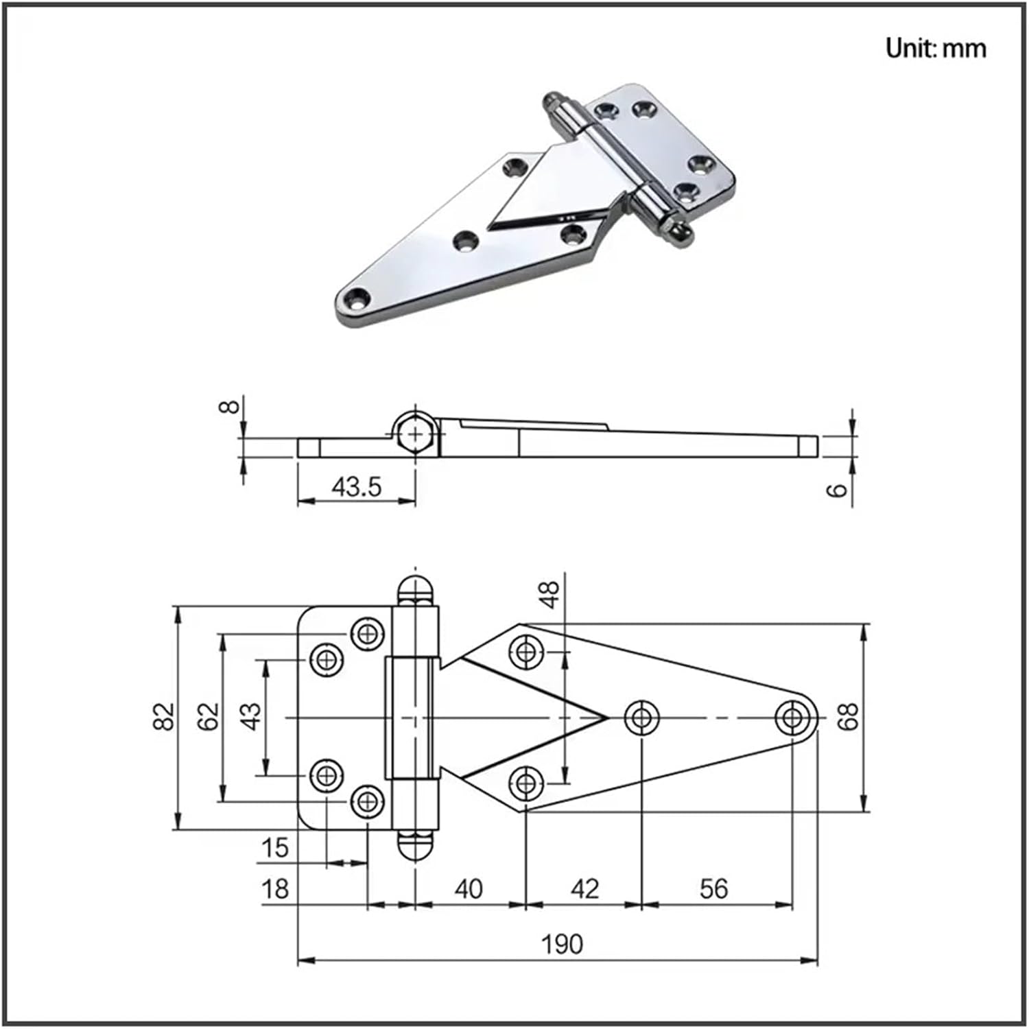 Zinc Alloy Hinges for Industrial Equipment Special Vehicles and Large Opening Containers 1Pcs